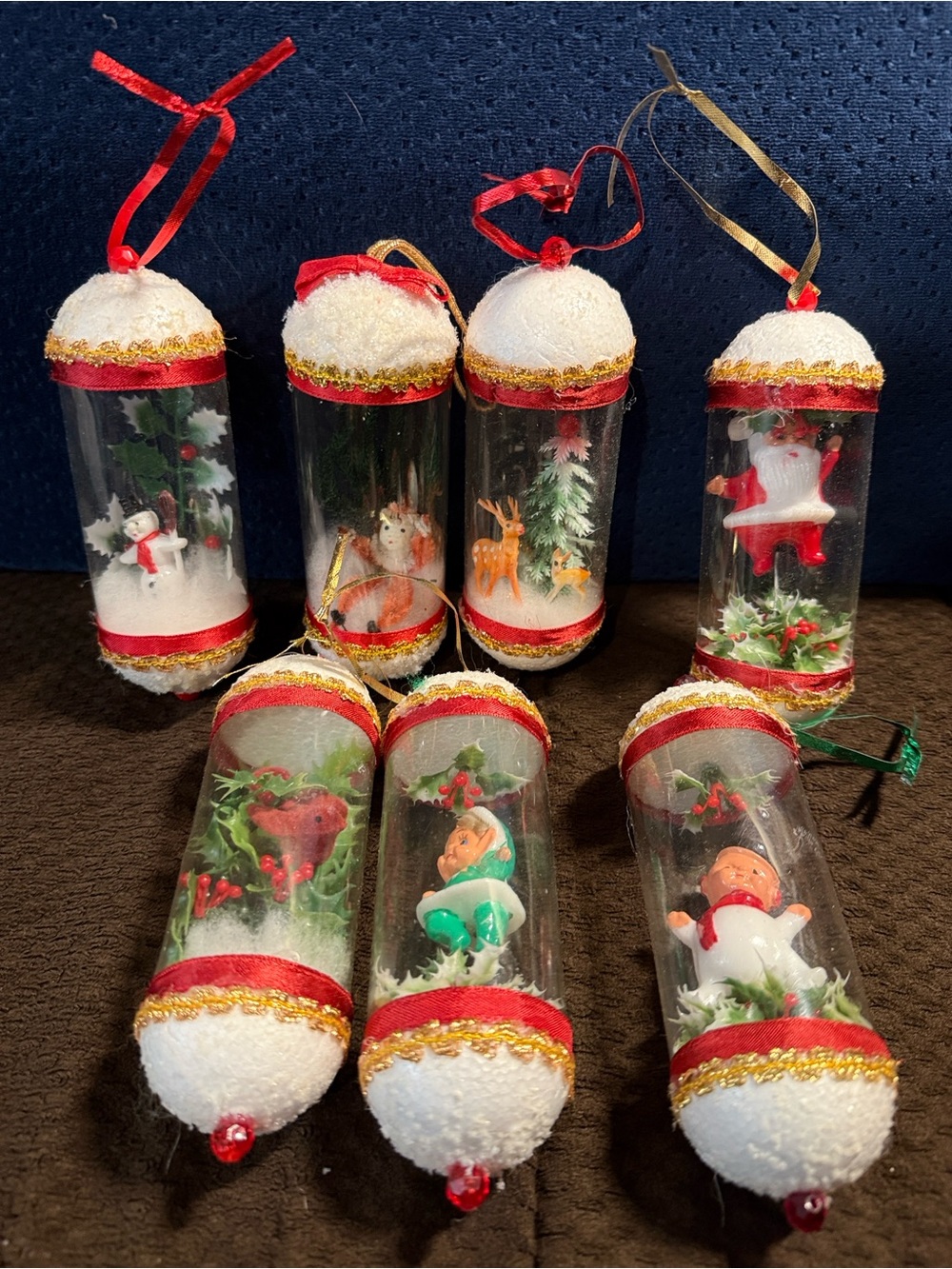 Vintage Xmas 1960s Christmas Styrofoam / Tube Ornament JewelBrite Plastic Figure